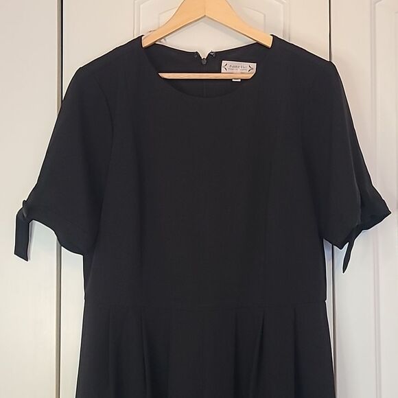 Nanette Lepore Cropped Black Short Sleeve Wide Leg Cropped Jumpsuit Size 12 - Picture 2 of 13